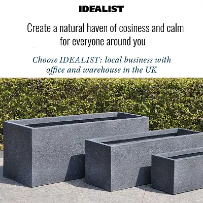 IDEALIST Lite Textured Concrete Effect Trough Outdoor Planter