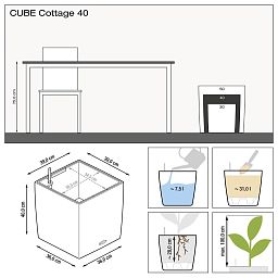 LECHUZA CUBE Cottage Square Poly Resin Self-watering Planter