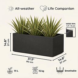 IDEALIST Lite Contemporary Light Concrete Trough Planter