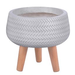 IDEALIST Lite Plaited Style Bowl Planter on Legs, Round Pot Plant Stand Indoor