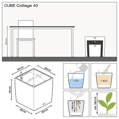 LECHUZA CUBE Cottage Square Poly Resin Self-watering Planter