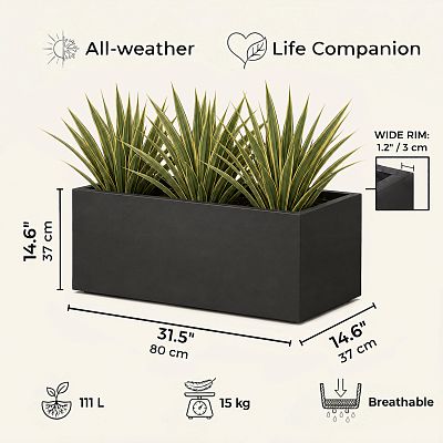 IDEALIST Lite Contemporary Light Concrete Trough Planter