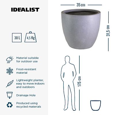 IDEALIST Lite Contemporary Light Concrete Egg Planter