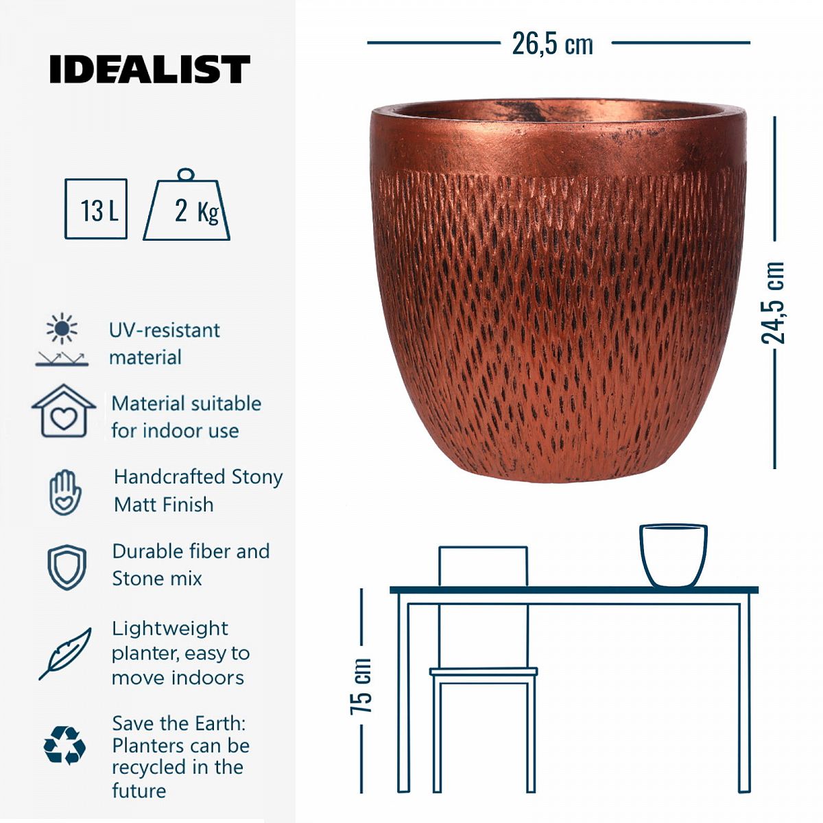 IDEALIST Lite Mesh Style Round Indoor Planter