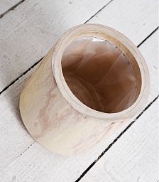 HORTICO CRAFT Wooden House Planter Round Indoor Plant Pot for House Plants with Waterproof Liner