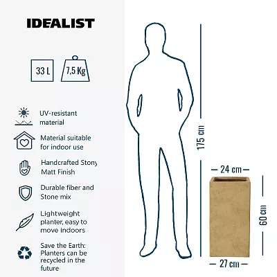 IDEALIST Lite Tall Square Metallic Indoor Planter