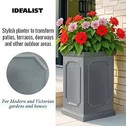 IDEALIST Lite Faux Lead Chelsea Light Concrete Tall Square Planter