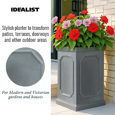 IDEALIST Lite Faux Lead Chelsea Light Concrete Tall Square Planter
