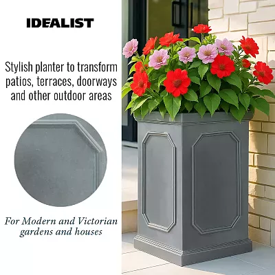 IDEALIST Lite Faux Lead Chelsea Light Concrete Tall Square Planter