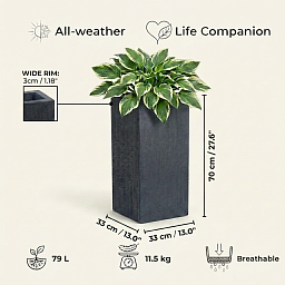 IDEALIST Lite Tall Square Contemporary Light Concrete Planter
