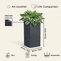 IDEALIST Lite Tall Square Contemporary Light Concrete Planter