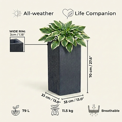 IDEALIST Lite Tall Square Contemporary Light Concrete Planter