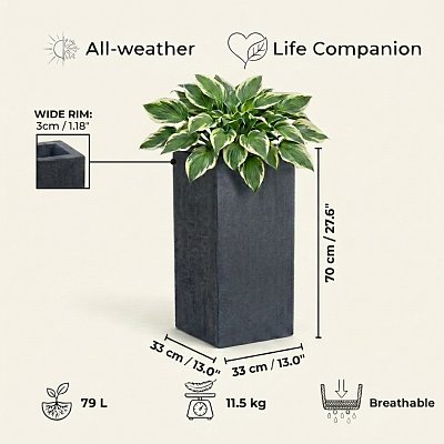 IDEALIST Lite Tall Square Contemporary Light Concrete Planter