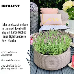 IDEALIST Lite Large Ribbed Light Concrete Bowl Planter