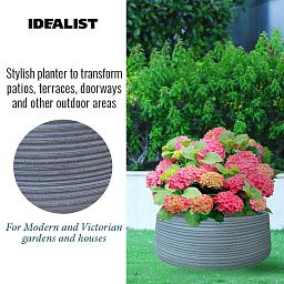 IDEALIST Lite Large Ribbed Light Concrete Bowl Planter