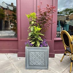 IDEALIST Lite Faux Lead Lattice Planter Light Concrete Square Box