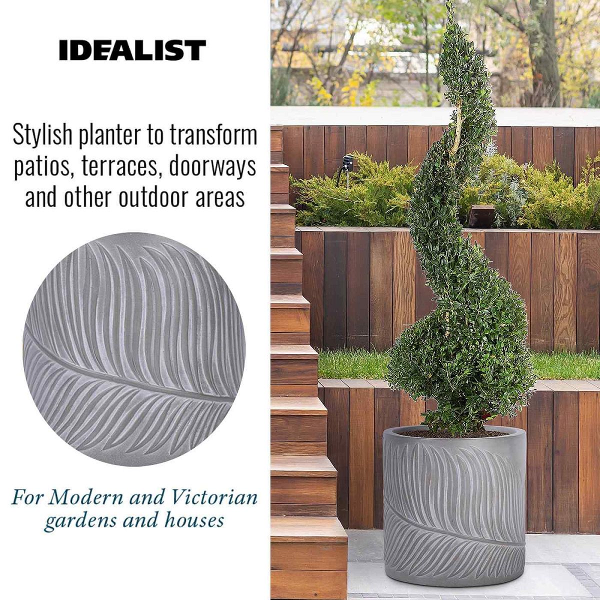 IDEALIST Lite Leaf Embossed Round Planter