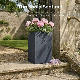 IDEALIST Lite Tall Square Contemporary Light Concrete Planter Set