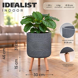 IDEALIST Lite Indoor Plant Pot, Ribbed Planter on Legs