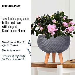 IDEALIST Lite Honeycomb Style Bowl Planter on Legs, Round Pot Plant Stand Indoor