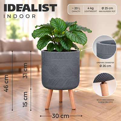IDEALIST Lite Indoor Plant Pot, Ribbed Planter on Legs