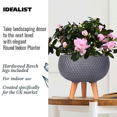 IDEALIST Lite Honeycomb Style Bowl Planter on Legs, Round Pot Plant Stand Indoor