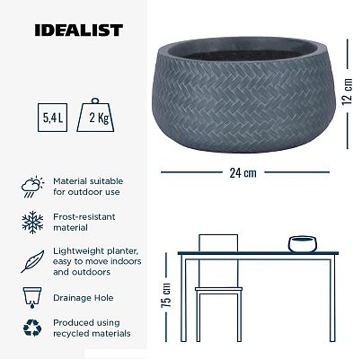 IDEALIST Lite Plaited Style Bowl Outdoor Planter