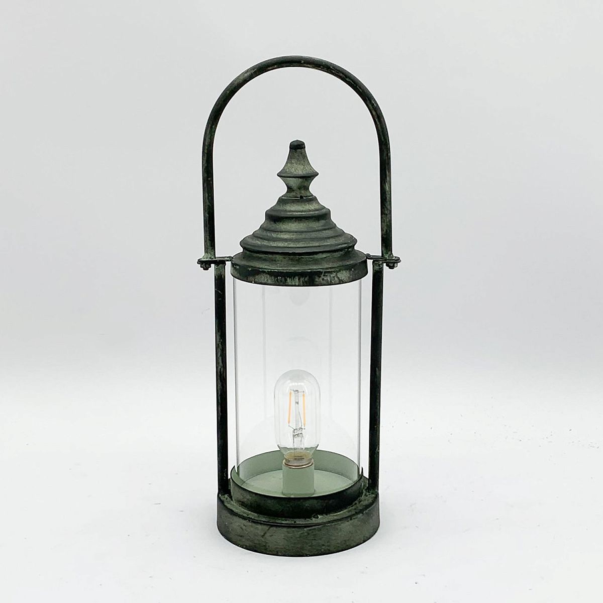 Cylinder Metal Antique Garden Dark Silver Lantern by Minster