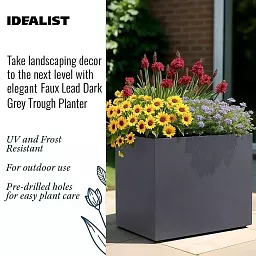 IDEALIST Lite Contemporary Light Concrete Trough Planter