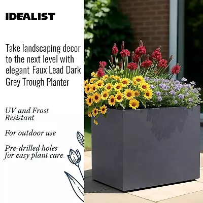 IDEALIST Lite Contemporary Light Concrete Trough Planter Set