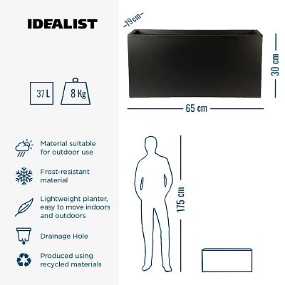 IDEALIST Lite Contemporary Light Concrete High Trough Planter