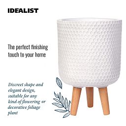IDEALIST Lite Honeycomb Style Cylinder Planter on Legs, Round Pot Plant Stand Indoor