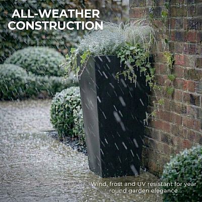 Set of IDEALIST Lite Light Concrete Garden Tall Planters, Outdoor Plant Pots with Tapered Shape