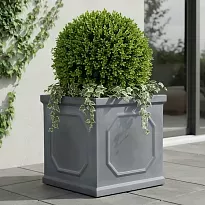 IDEALIST Lite Chelsea Flower Box Square Garden Planter, Faux Lead Grey...