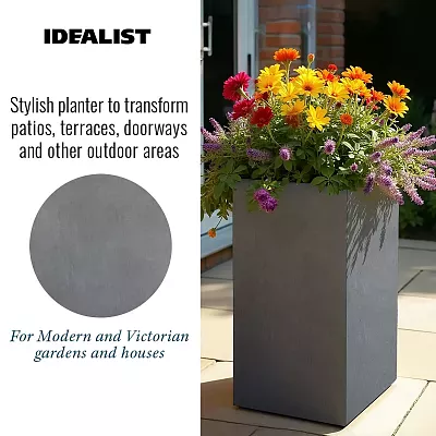 IDEALIST Lite Tall Square Contemporary Light Concrete Planter