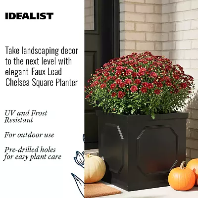 IDEALIST Lite Faux Lead Chelsea Box Square Light Concrete Planter