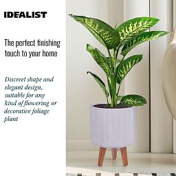 IDEALIST Lite Modern Ribbed Cylinder Planter on Legs, Round Pot Plant Stand Indoor