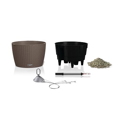 LECHUZA NIDO Cottage Round Poly Resin Outdoor Self-watering Planter