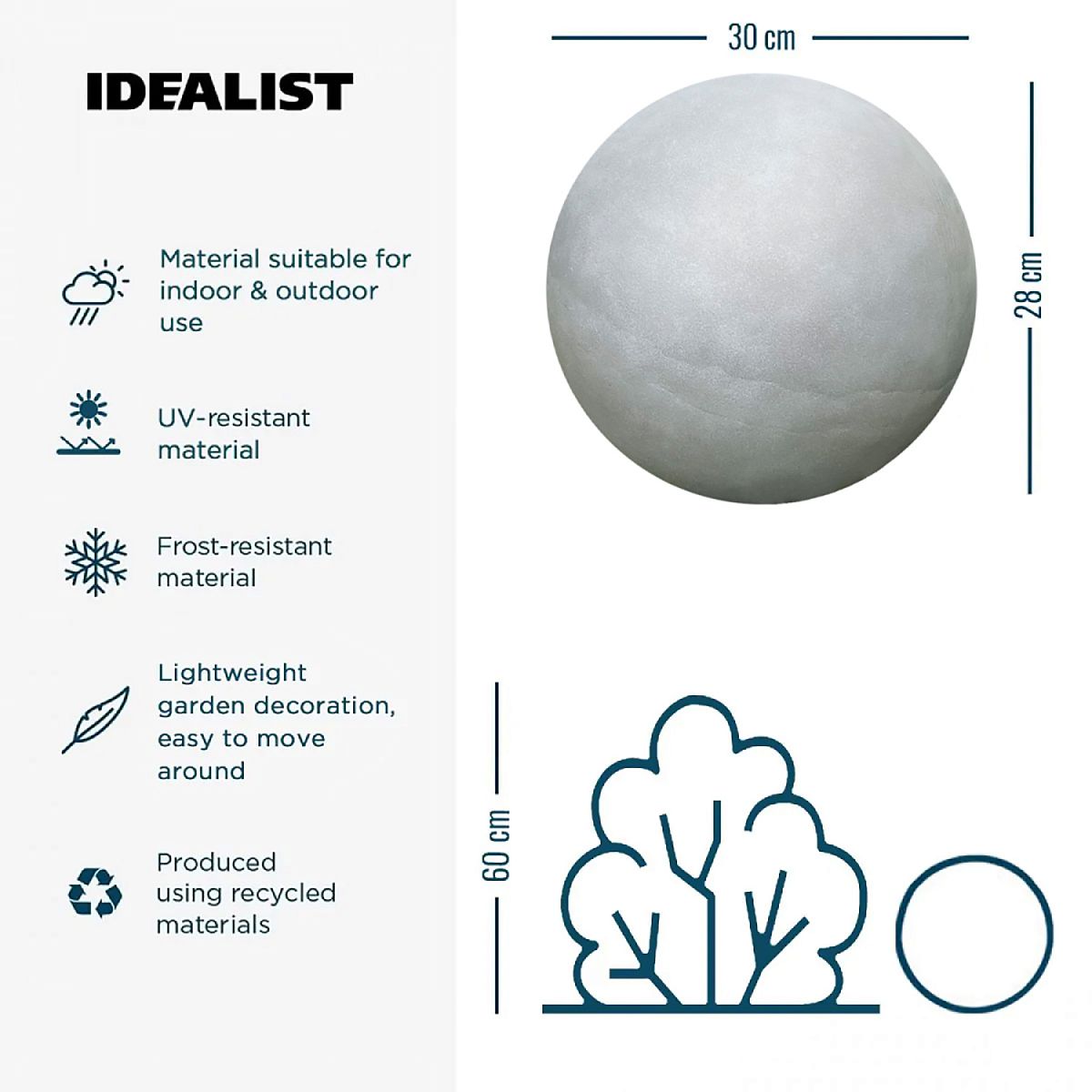 IDEALIST Lite Concrete Effect Outdoor Garden Decorative Ball