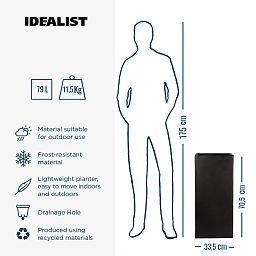 IDEALIST Lite Tall Square Contemporary Light Concrete Planter