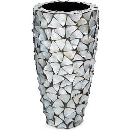 Shell Conical Round Tall Polystone Indoor Planter