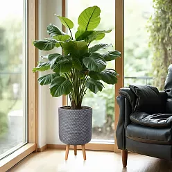 IDEALIST Lite Honeycomb Style Cylinder Planter on Legs, Round Pot Plant Stand Indoor