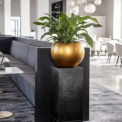 Metallic Couple Round Indoor Planter