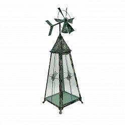 Pyramid Metal Vane Garden Dark Silver Lantern by Minster