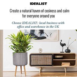 IDEALIST Lite Modern Ribbed Cylinder Planter on Legs, Round Pot Plant Stand Indoor