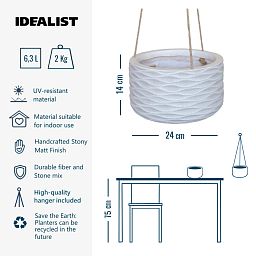 IDEALIST Lite Wave Style Table and Hanging Cylinder Round Plant Pot Dual Use Indoor Planter
