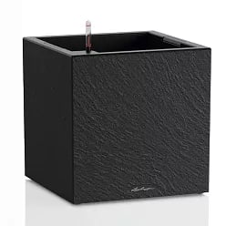LECHUZA CANTO Slatestone Low Square Poly Resin Self-watering Planter