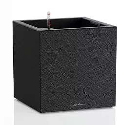 LECHUZA CANTO Slatestone Low Square Poly Resin Self-watering Planter