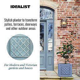 IDEALIST Lite Faux Lead Lattice Planter Light Concrete Square Box