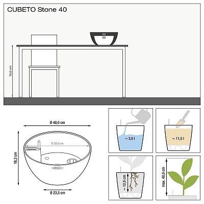 LECHUZA CUBETO COLOR Round Stone Look Poly Resin Self-watering Planter